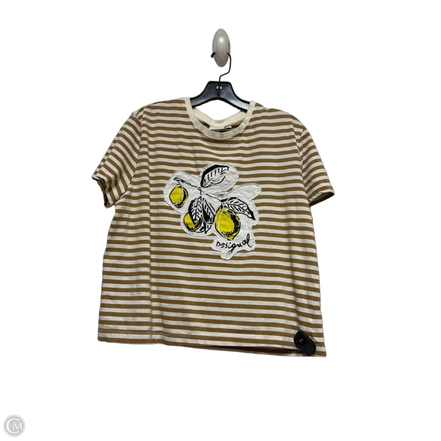 Top Short Sleeve By Desigual In Striped Pattern, Size: M