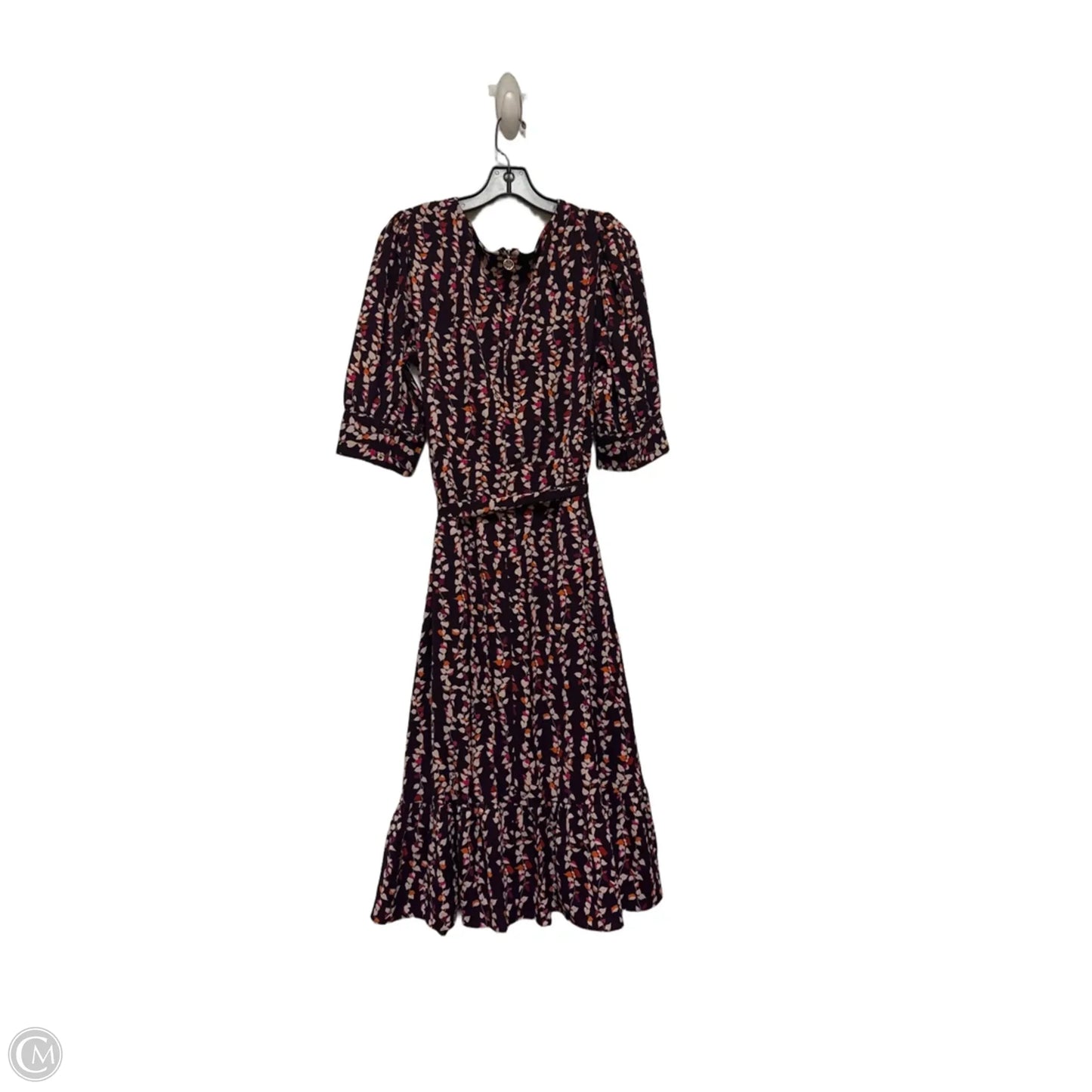 Dress Casual Midi By Tommy Hilfiger In Purple & Tan, Size: L
