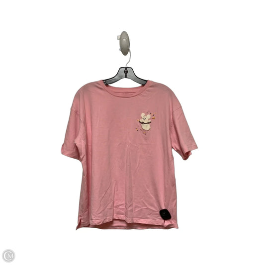 Top Short Sleeve Basic By Disney Store In Cream & Pink, Size: S