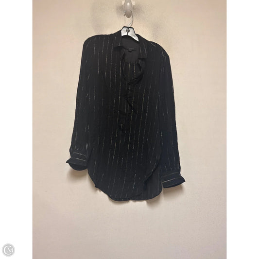 Top Long Sleeve Designer By All Saints In Black & Gold, Size: M