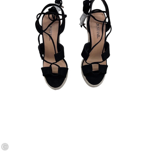 Sandals Heels Wedge By Just Fab In Black & Tan, Size: 6