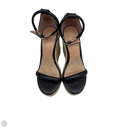 Sandals Heels Wedge By Jf In Black & Tan, Size: 5.5