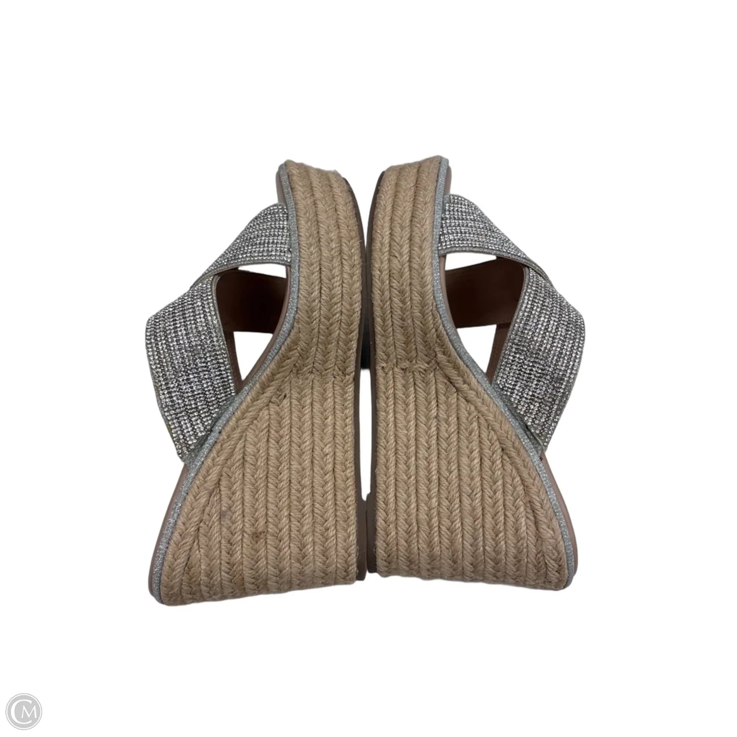 Sandals Heels Wedge By Mix No 6 In Silver & Tan, Size: 8