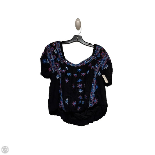 Top Short Sleeve By Free People In Black & Blue, Size: Sp