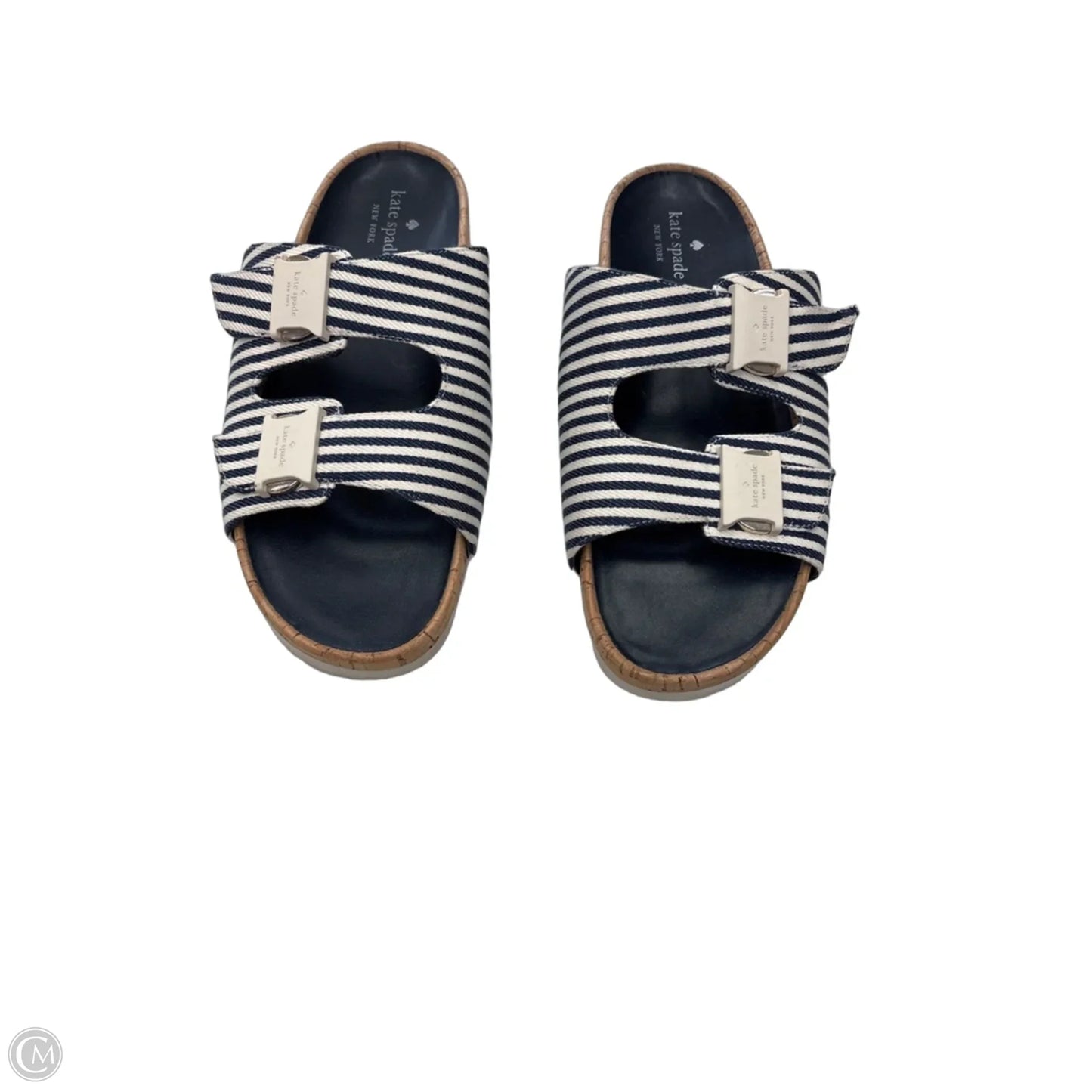 Sandals Designer By Kate Spade In Striped Pattern, Size: 10