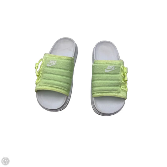 Sandals Flats By Nike In Green & White, Size: 7