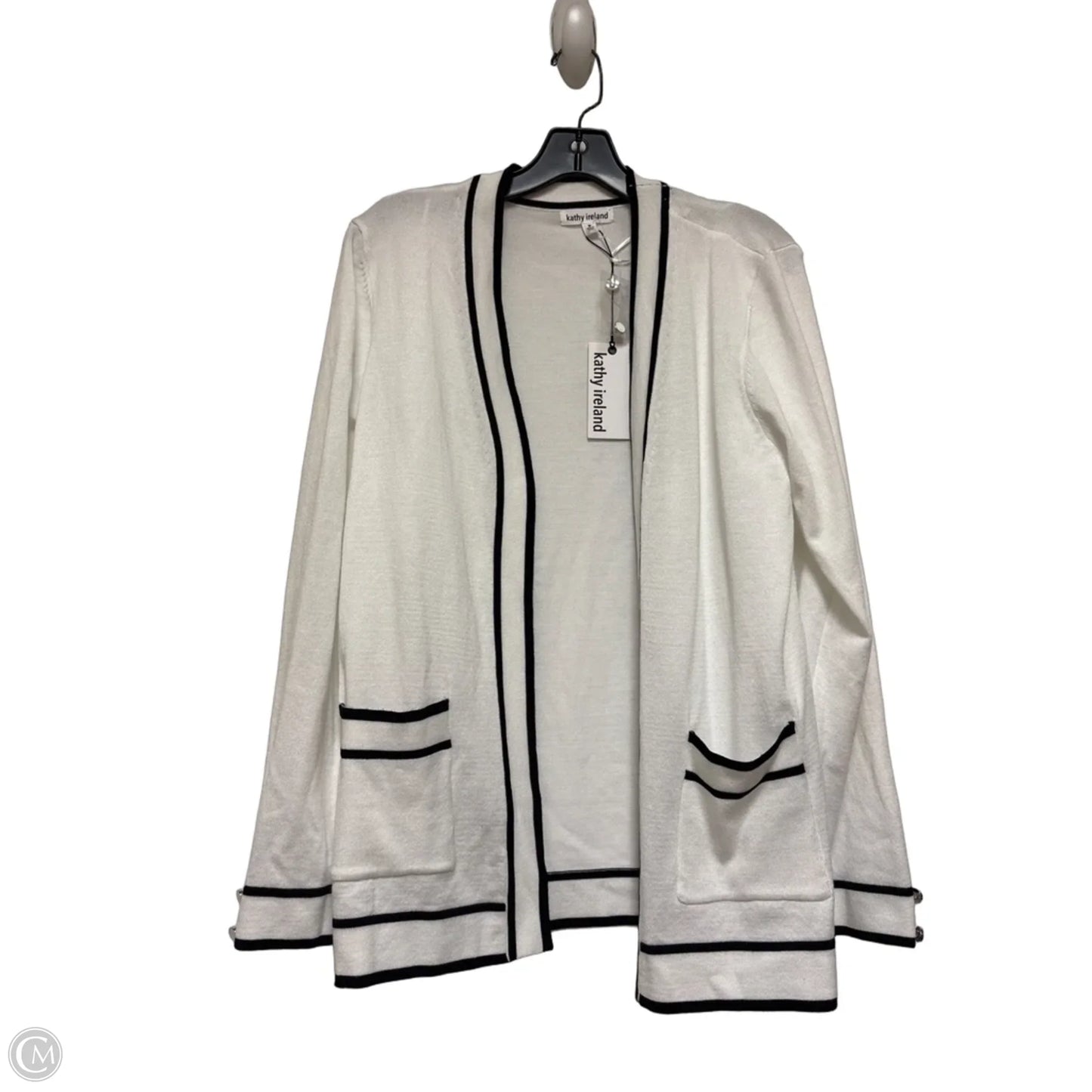 Sweater Cardigan By Kathy Ireland In Black & White, Size: M