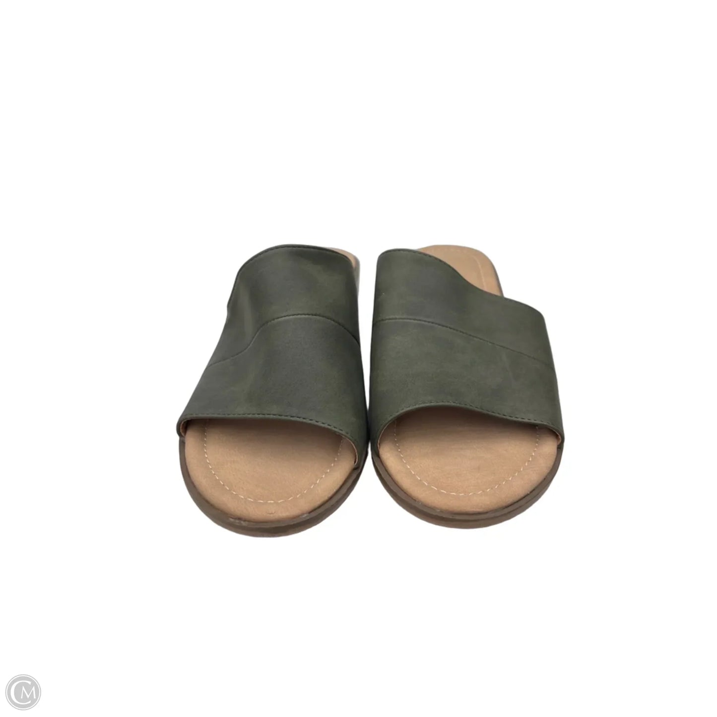 Sandals Flats By Catherine Malandrino In Green & Tan, Size: 9.5