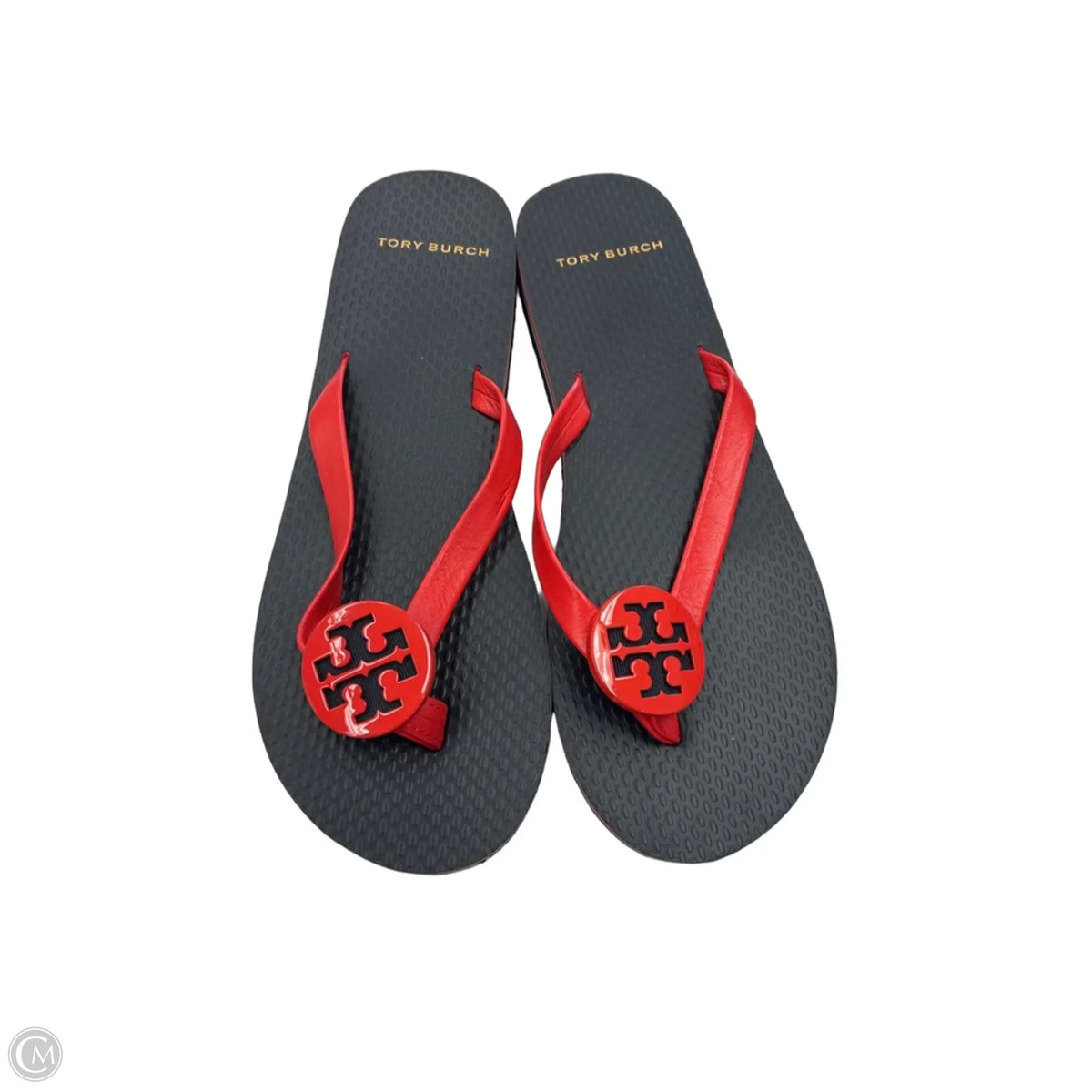 Sandals Designer By Tory Burch In Black & Orange, Size: 5
