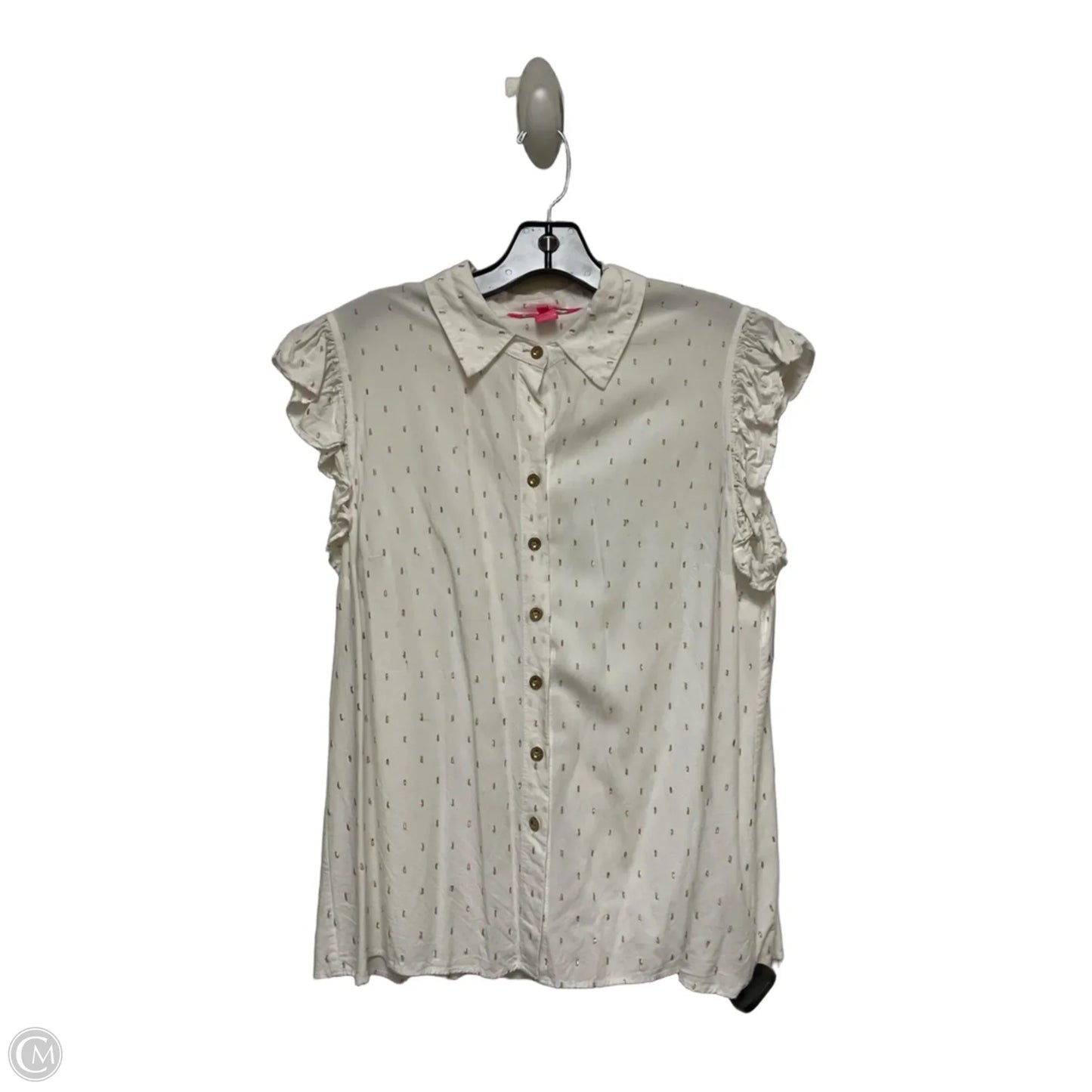 Top Sleeveless Designer By Lilly Pulitzer In Gold & White, Size: L