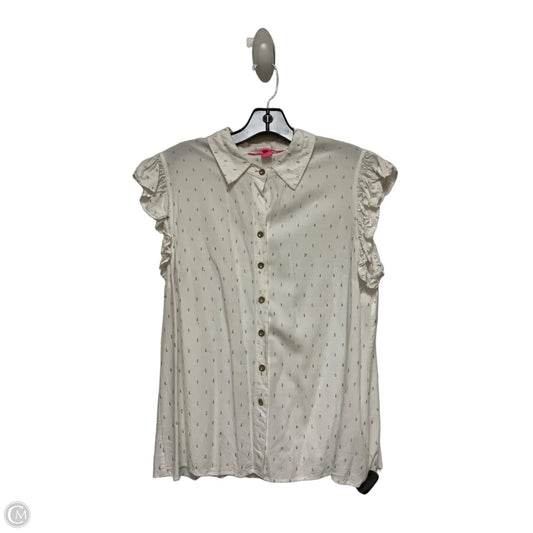 Top Sleeveless Designer By Lilly Pulitzer In Gold & White, Size: L