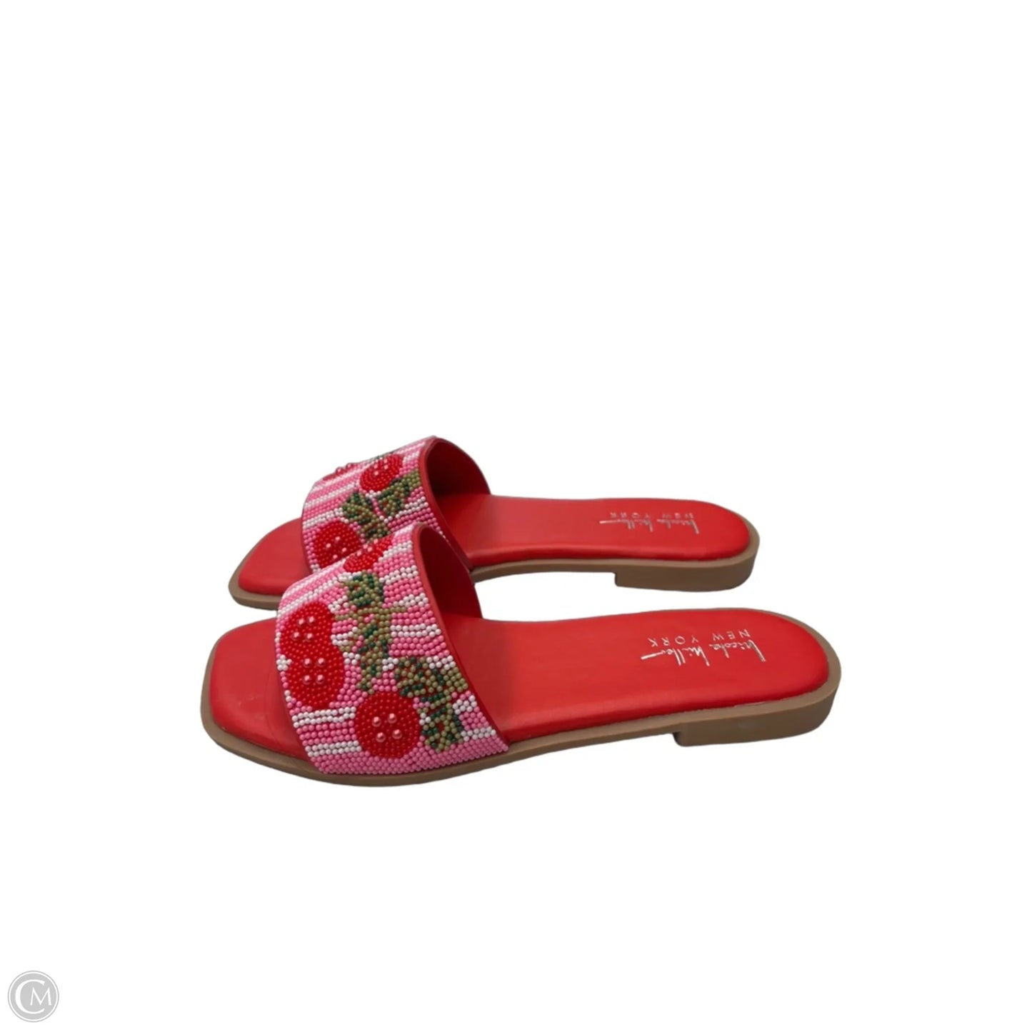 Sandals Flats By Nicole Miller In Pink & Red, Size: 6