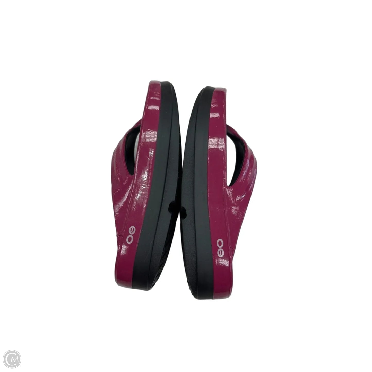 Sandals Flats By Oofos In Black & Pink, Size: 11