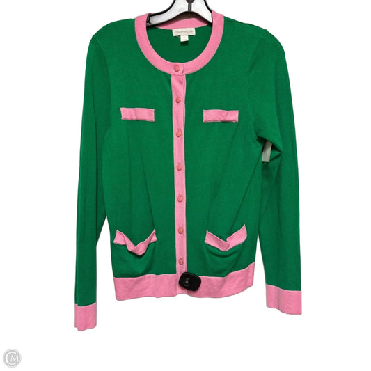 Cardigan By Charter Club In Green & Pink, Size: M