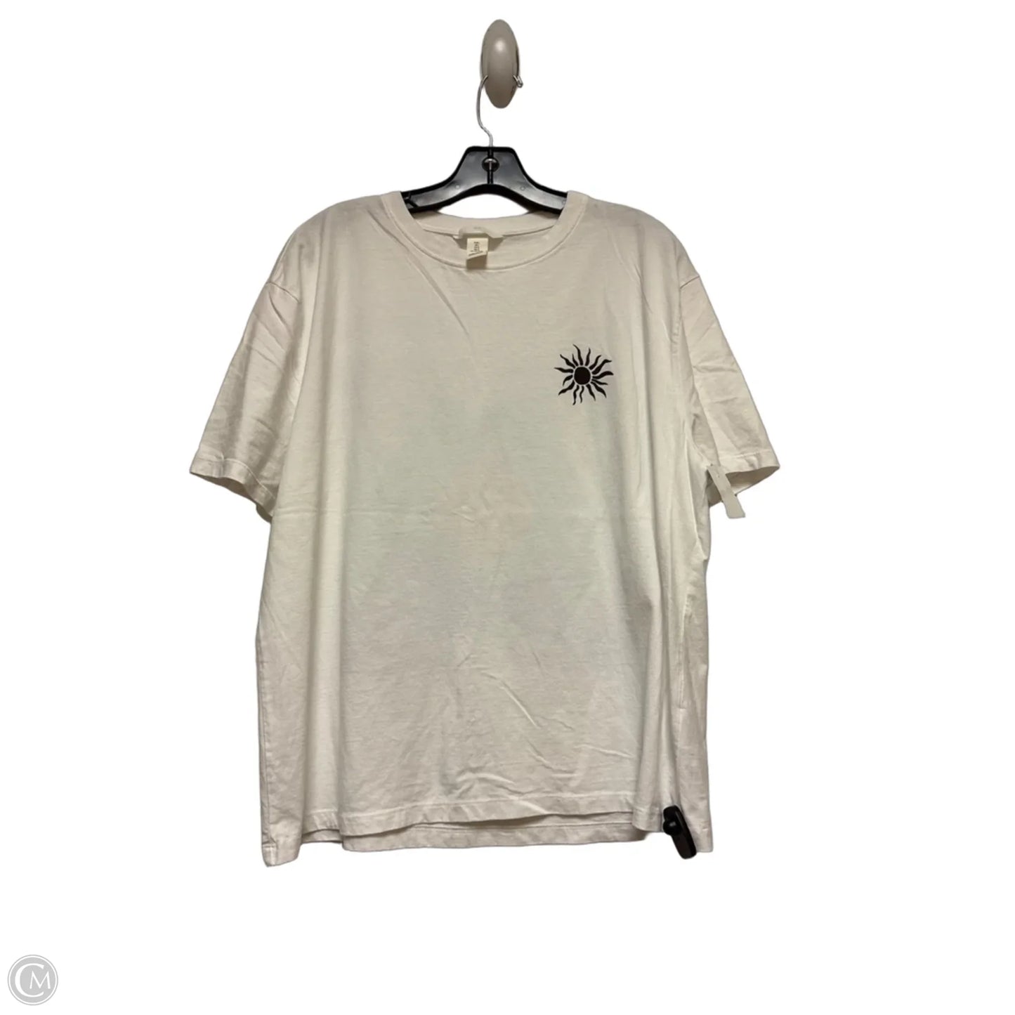 Top Short Sleeve Basic By H&m In Brown & White, Size: L