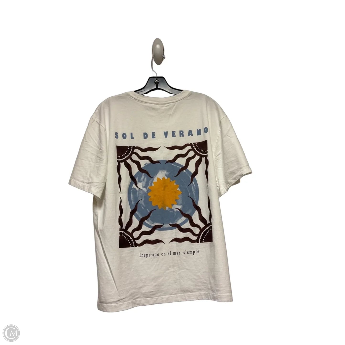 Top Short Sleeve Basic By H&m In Brown & White, Size: L