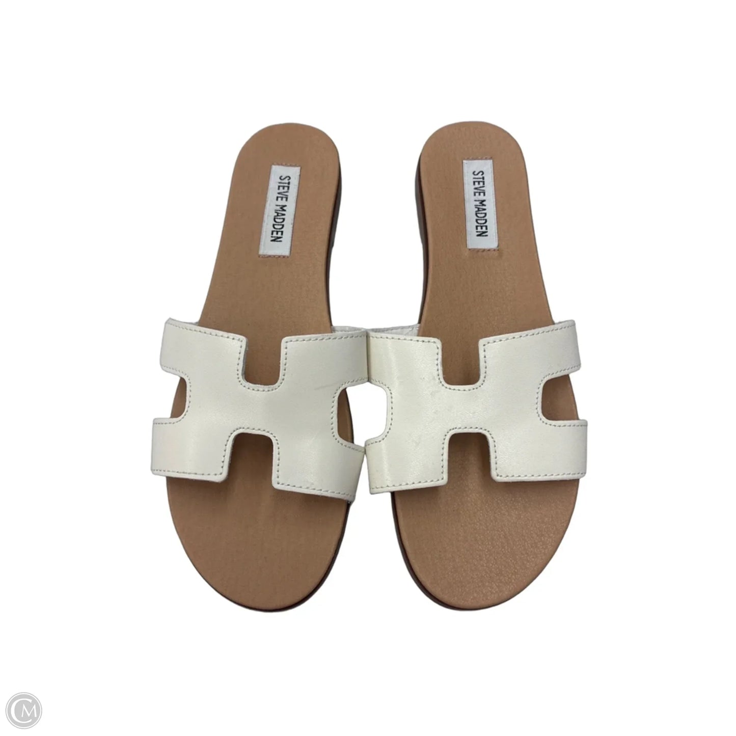 Sandals Flats By Steve Madden In Tan & White, Size: 8