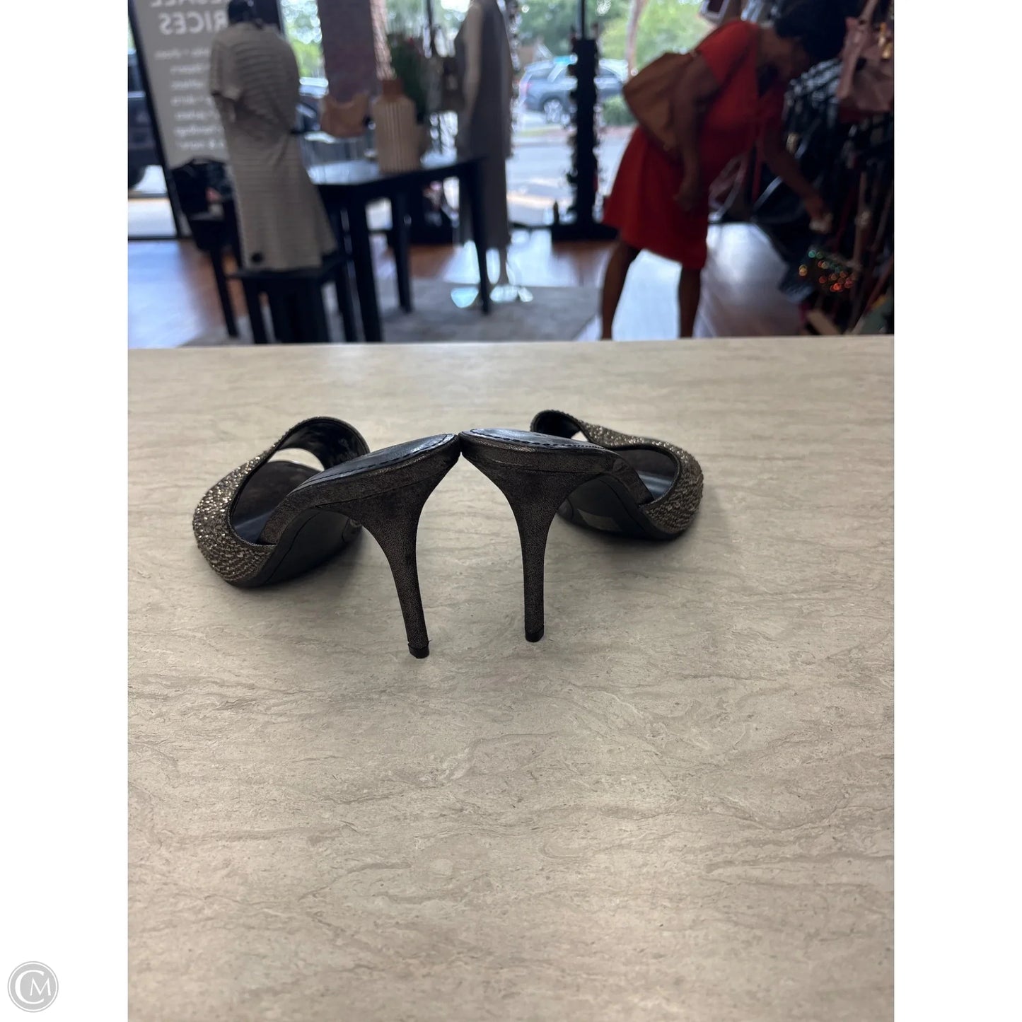 Sandals Heels Stiletto By Dkny In Grey, Size: 9.5