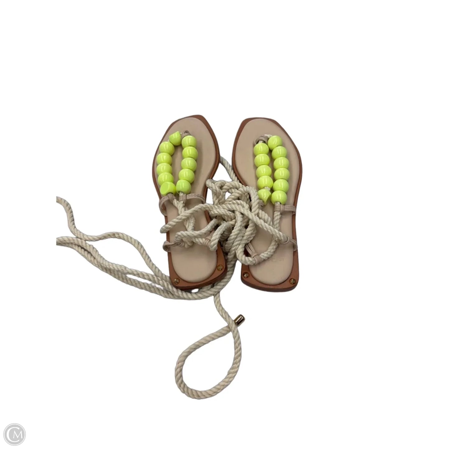 Sandals Flats By Clothes Mentor In Green & Tan, Size: 5