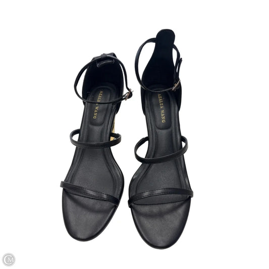 Sandals Heels Wedge By Azalea Wang In Black & Gold, Size: 9