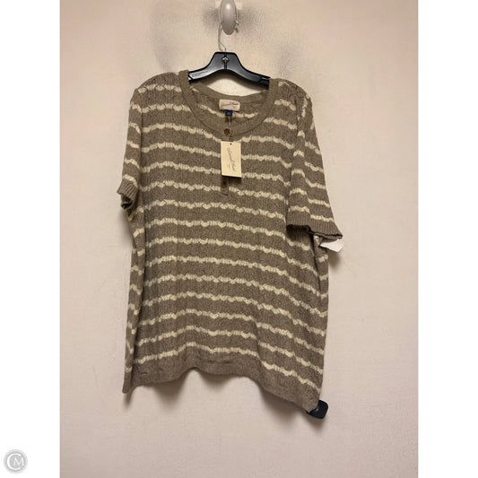 Top Short Sleeve By Universal Thread In Brown & Cream, Size: 3x