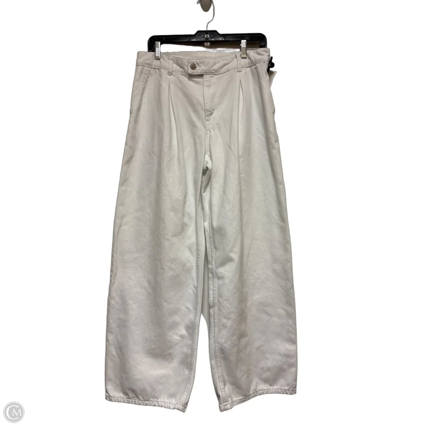 Jeans Wide Leg By Zara In White Denim, Size: 8