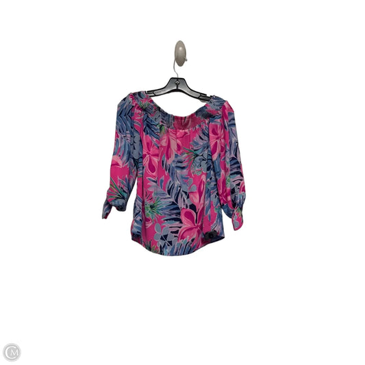 Top Long Sleeve Designer By Lilly Pulitzer In Blue & Pink, Size: Xxs