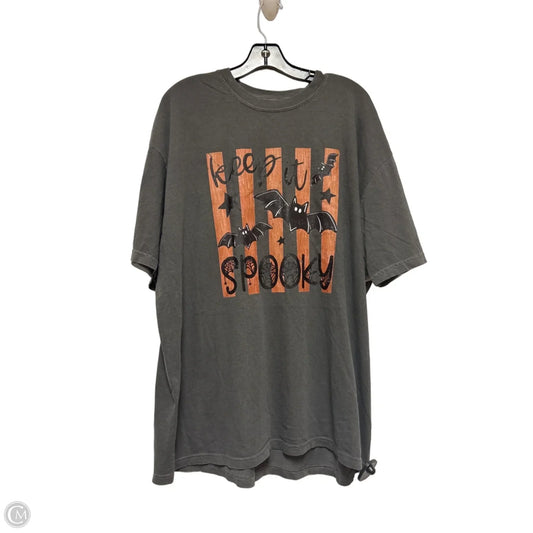 Top Short Sleeve Basic By Comfort Colors In Grey & Orange, Size: 2x