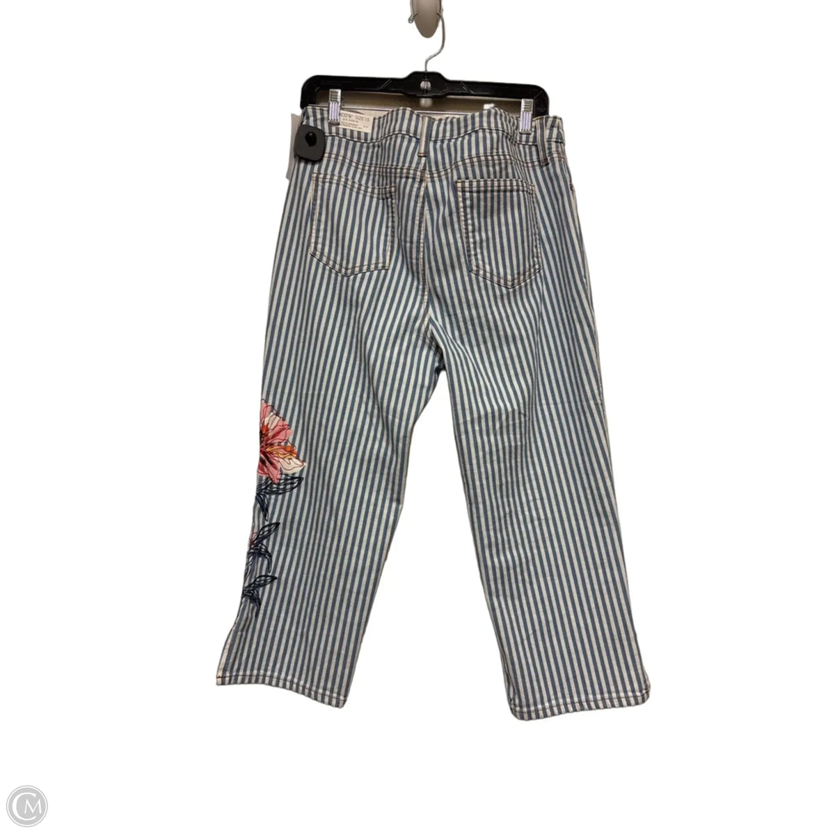 Jeans Cropped By Chicos In Striped Pattern, Size: 10