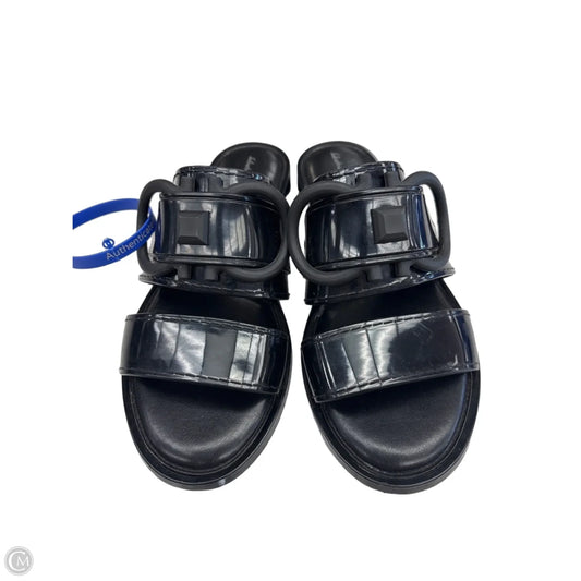 Sandals Luxury Designer By Ferragamo In Black, Size: 9