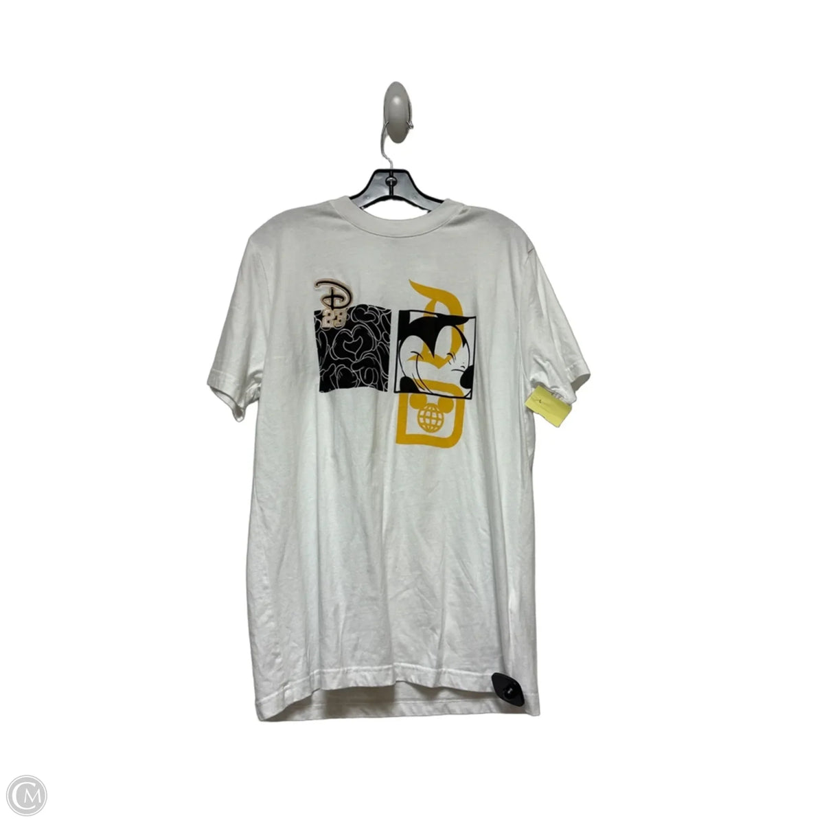 Top Short Sleeve Basic By Disney Store In White & Yellow, Size: M