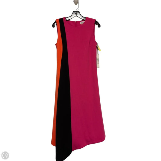 Dress Casual Midi By Calvin Klein In Black & Pink, Size: S
