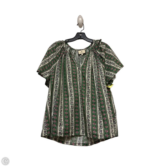 Top Short Sleeve Designer By Tuckernuck In Cream & Green, Size: Xl