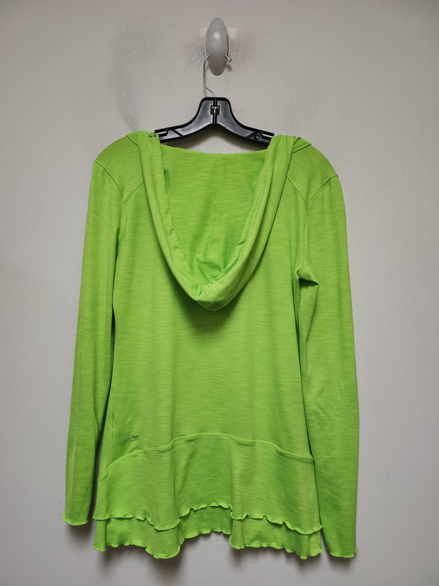 Green Athletic Top Long Sleeve Hoodie Calvin Klein Performance, Size M
