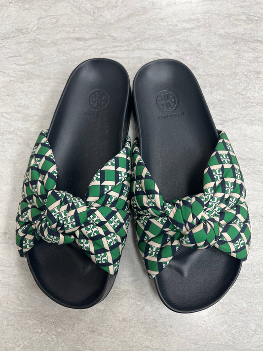 Blue & Green Sandals Designer Tory Burch, Size 6.5