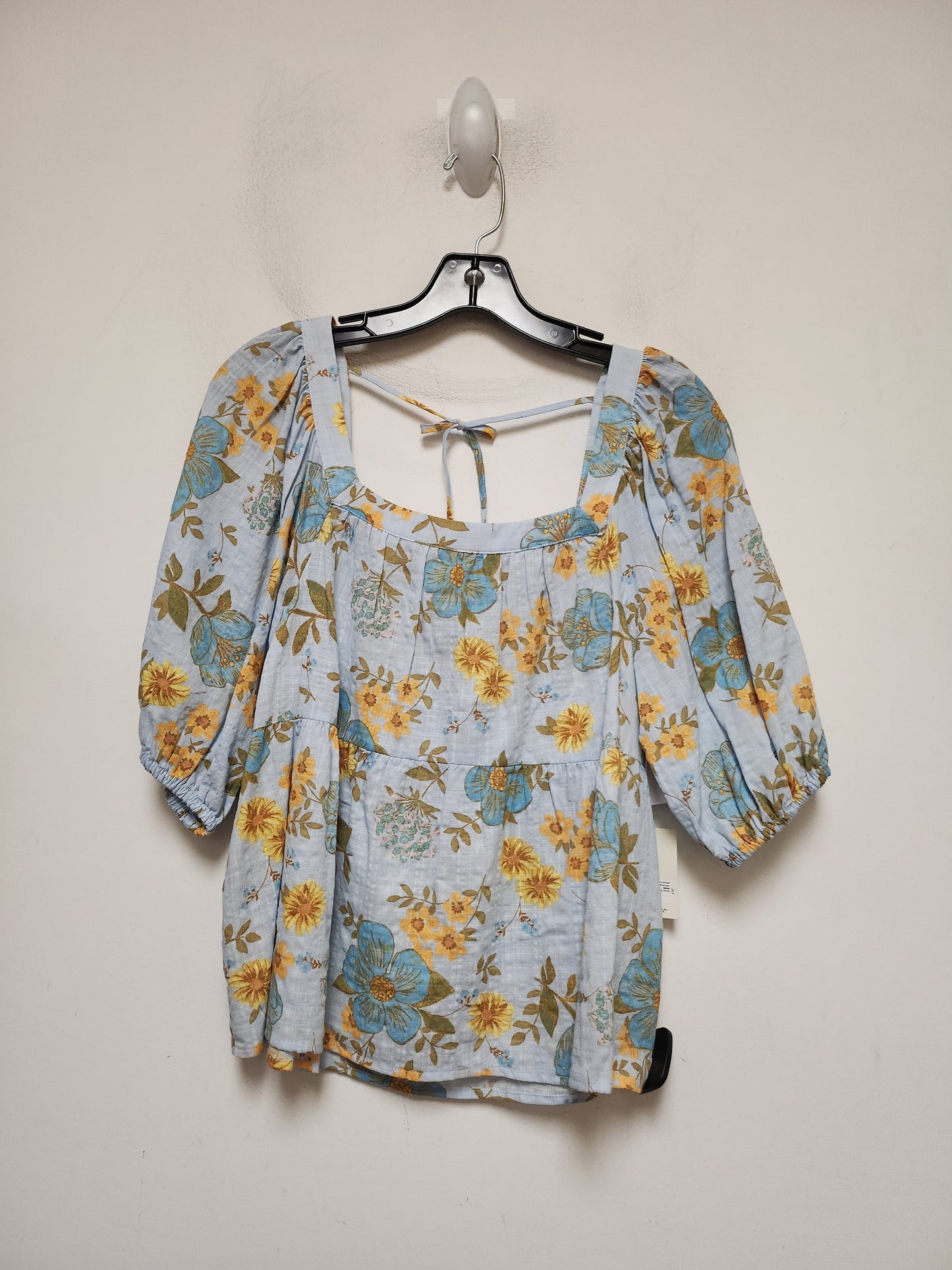 Floral Print Top Short Sleeve Ana, Size M
