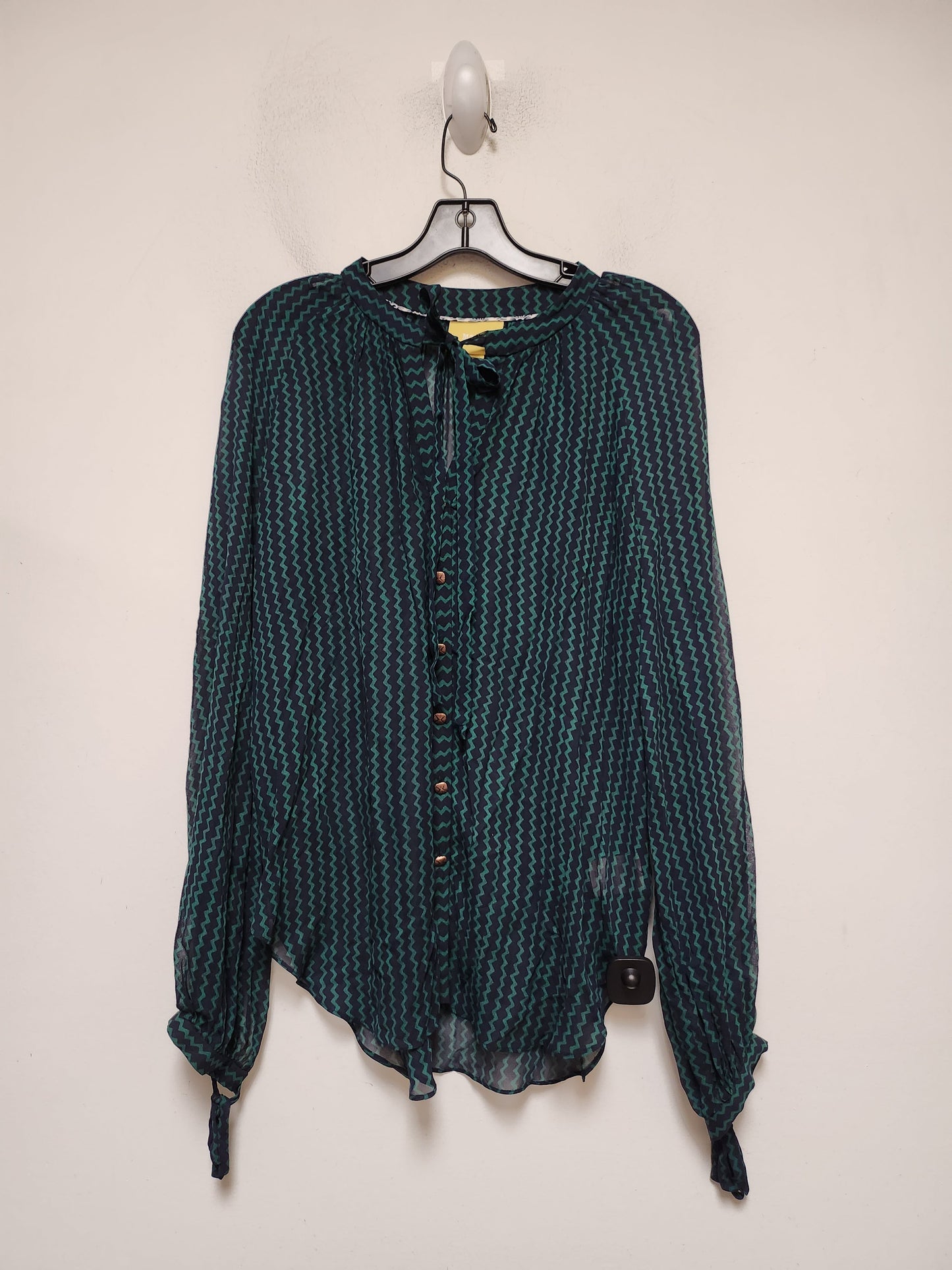 Blue & Green Top Long Sleeve Maeve, Size S