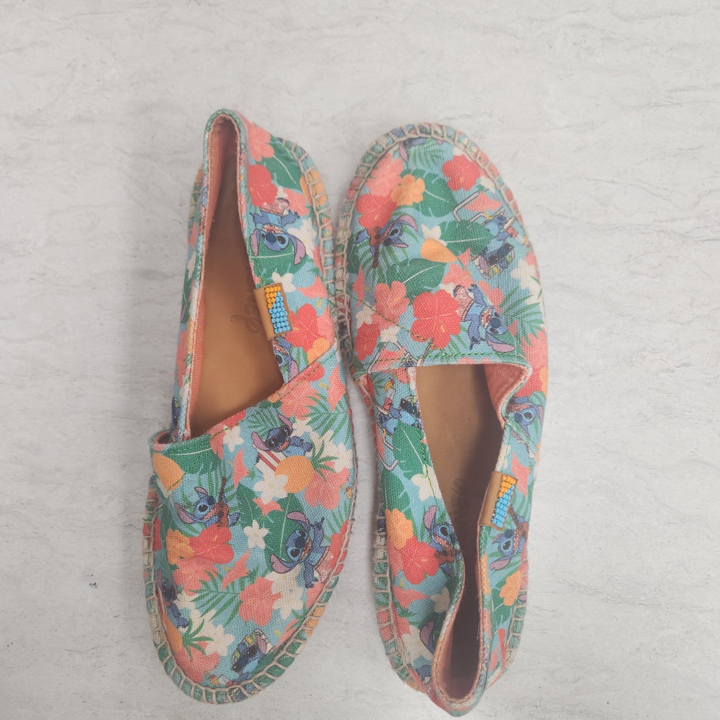 Tropical Print Shoes Flats Walt Disney, Size 8
