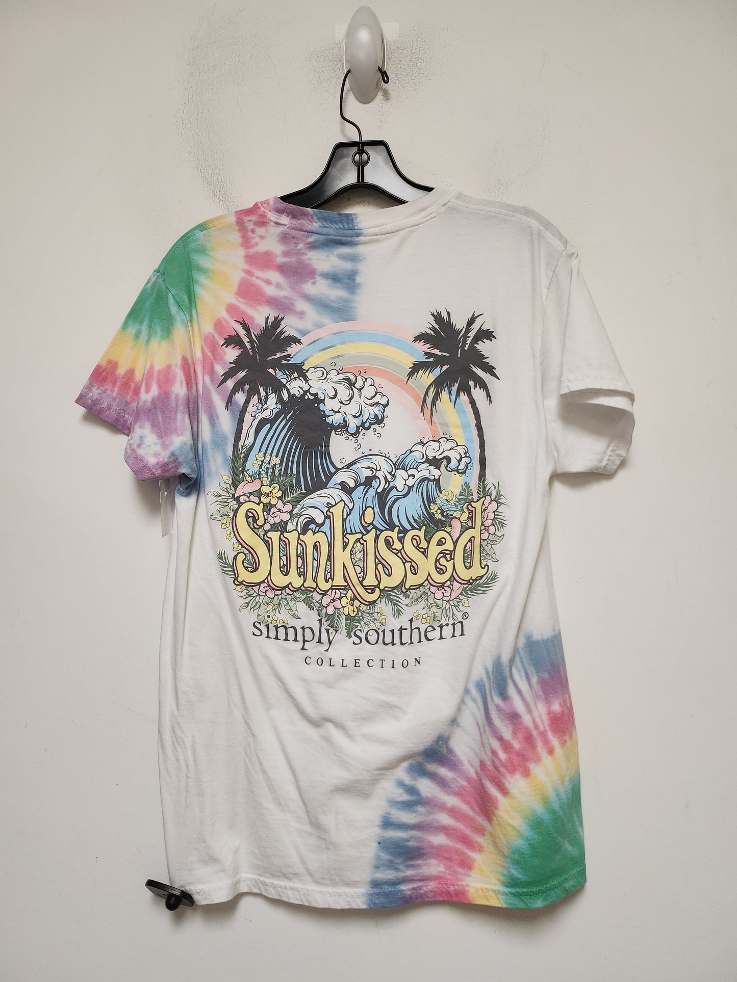 Tie Dye Print Top Short Sleeve Basic Simply Southern, Size S