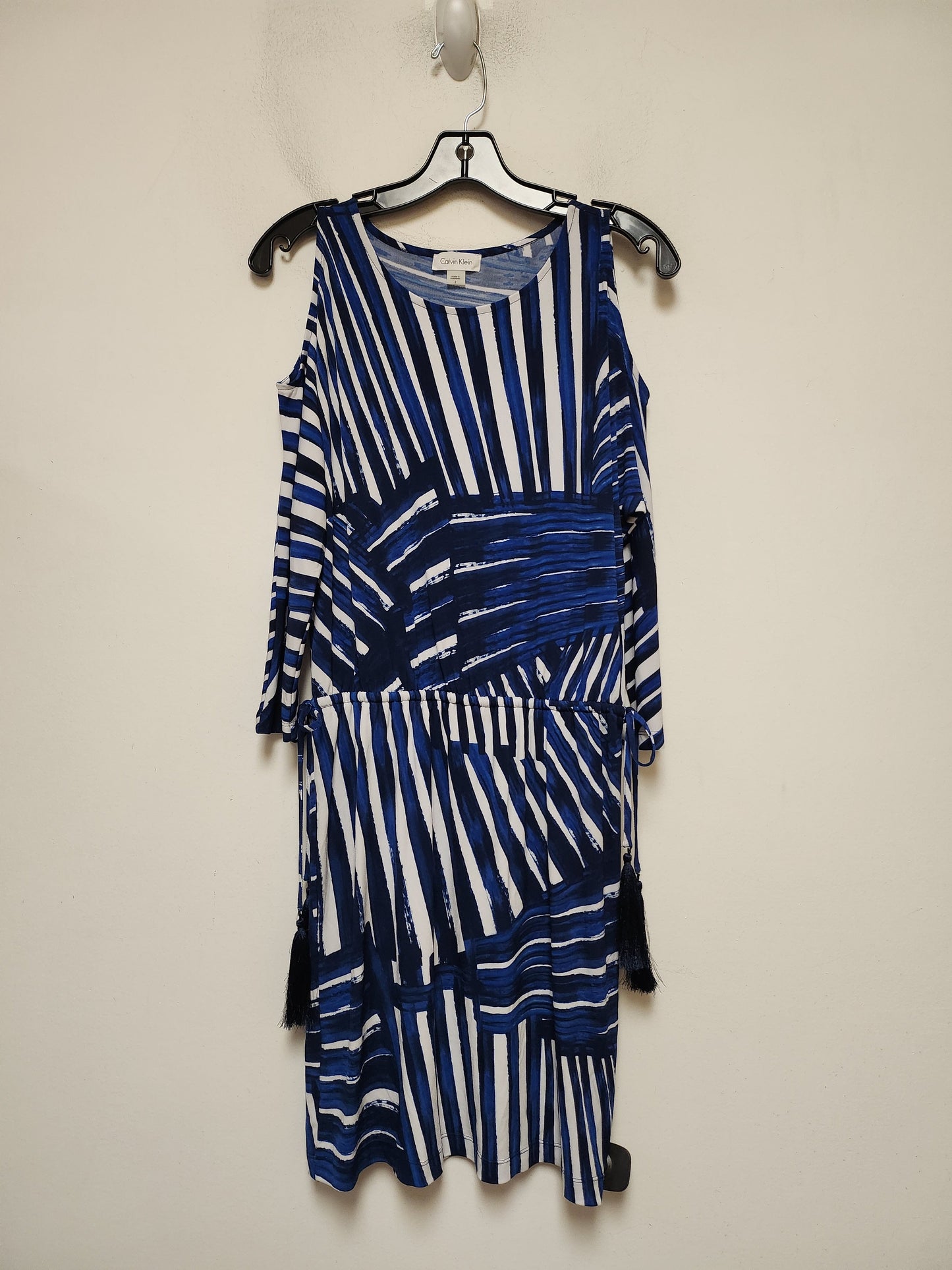 Dress Casual Midi By Calvin Klein In Striped Pattern, Size: Xs