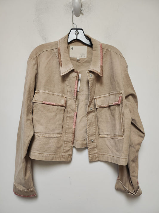 Jacket Shirt By Pilcro In Tan, Size: L