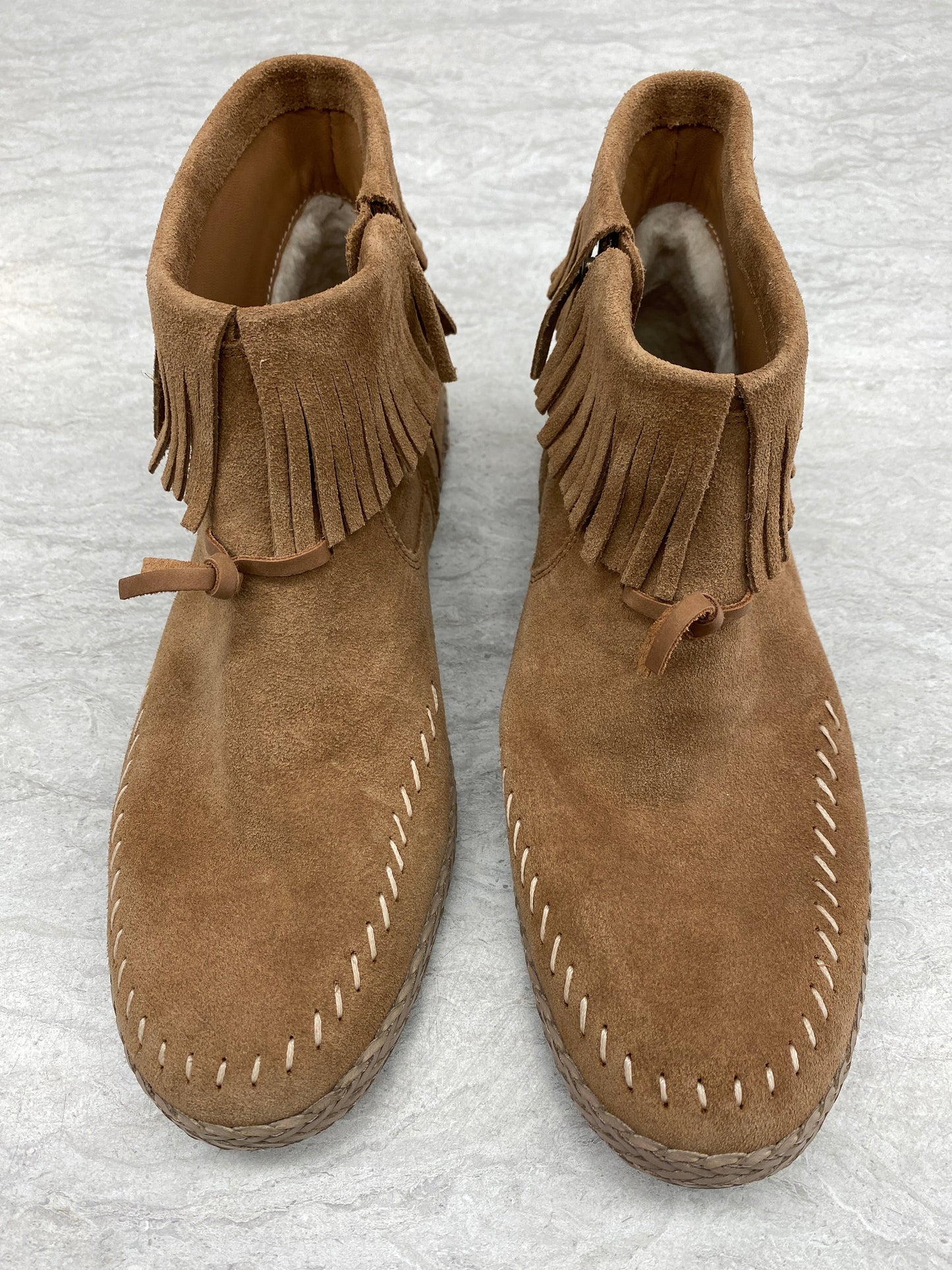 Boots Ankle Flats By Ugg In Tan, Size: 10