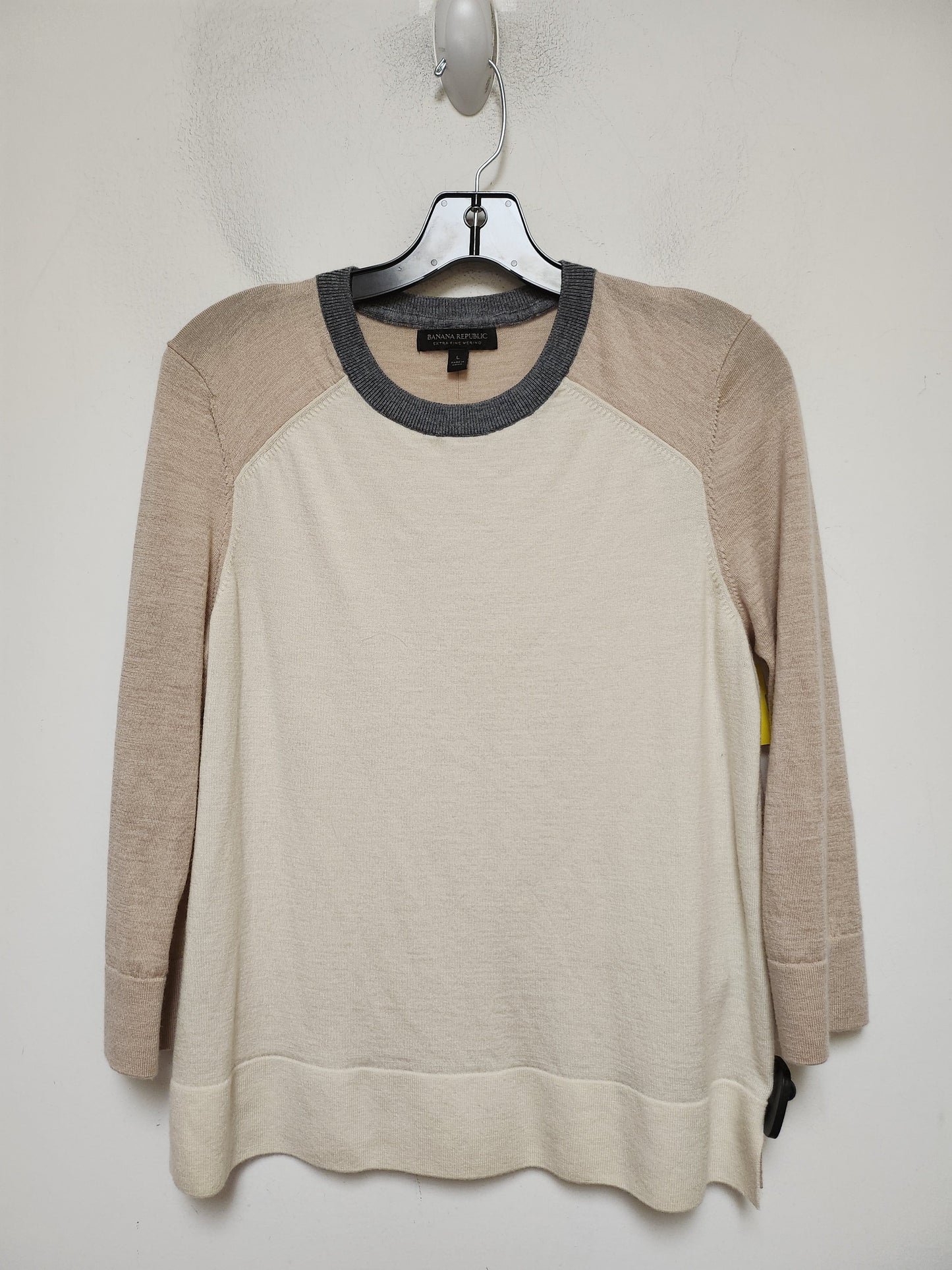 Sweater By Banana Republic In Pink & Tan, Size: L