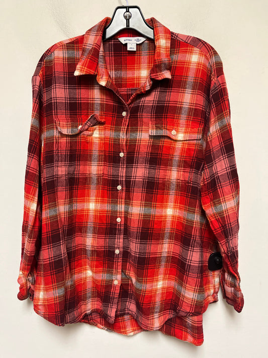 Top Long Sleeve By Old Navy In Plaid Pattern, Size: L