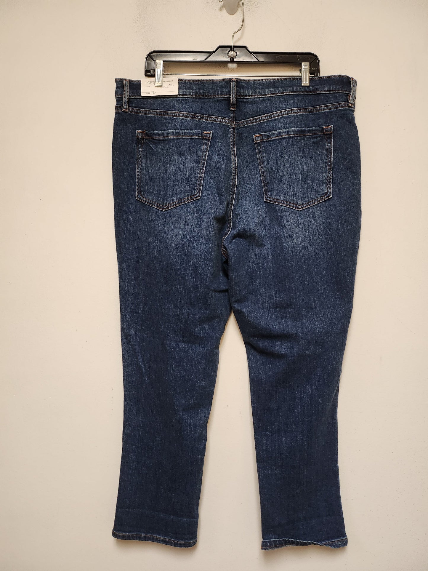 Jeans Straight By Loft In Blue Denim, Size: 16