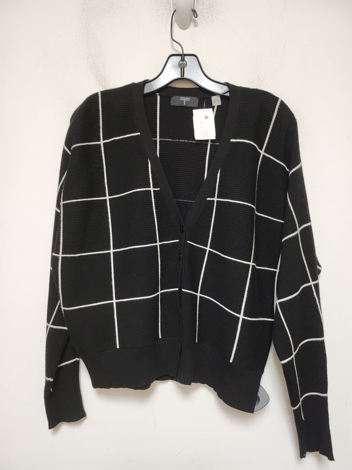 Sweater Cardigan By T Tahari In Plaid Pattern, Size: M