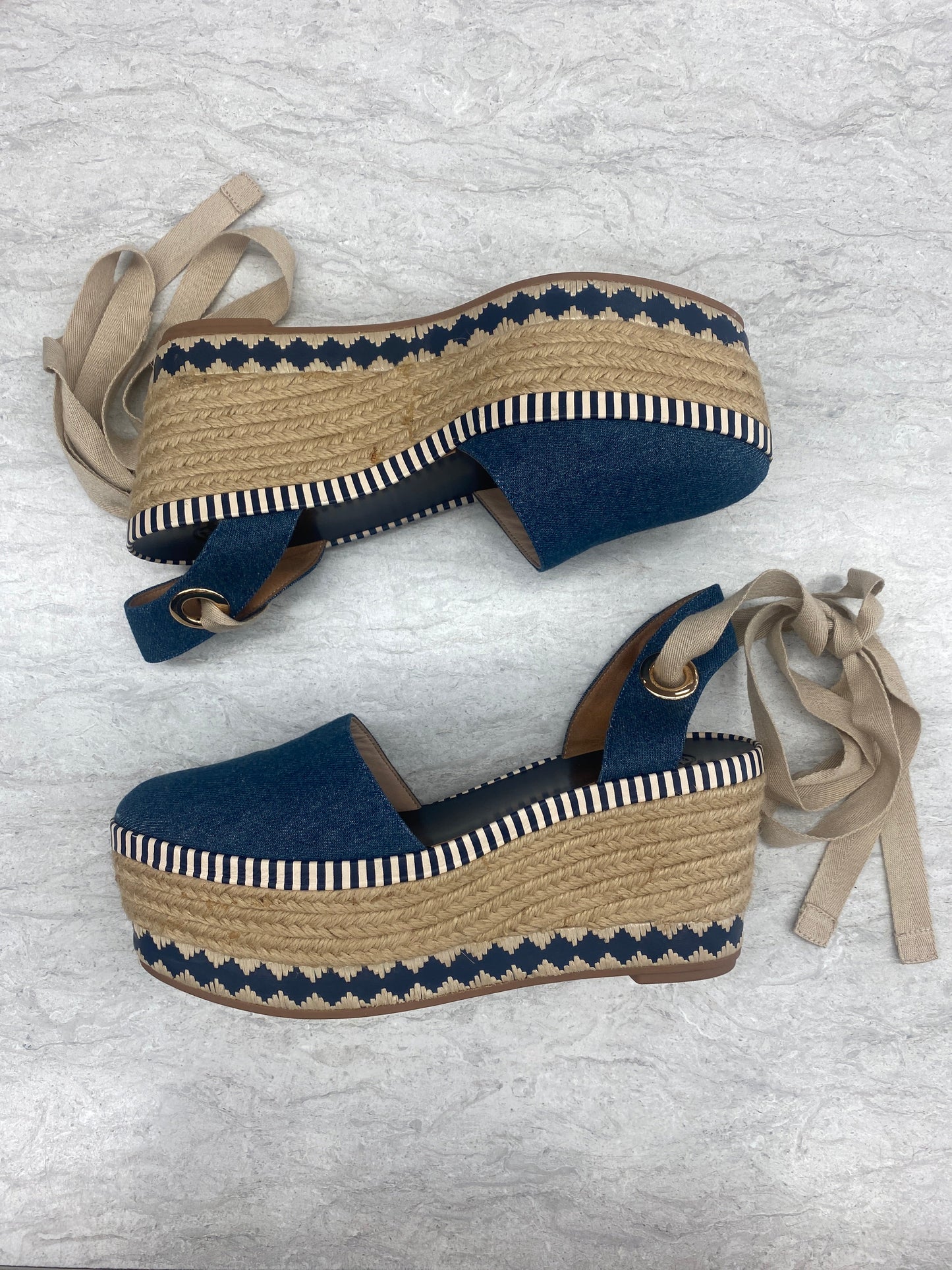 Shoes Designer By Tory Burch In Blue Denim, Size: 9.5