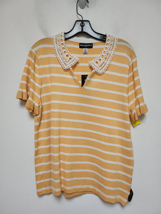 Top Short Sleeve Designer By Karl Lagerfeld In Striped Pattern, Size: L