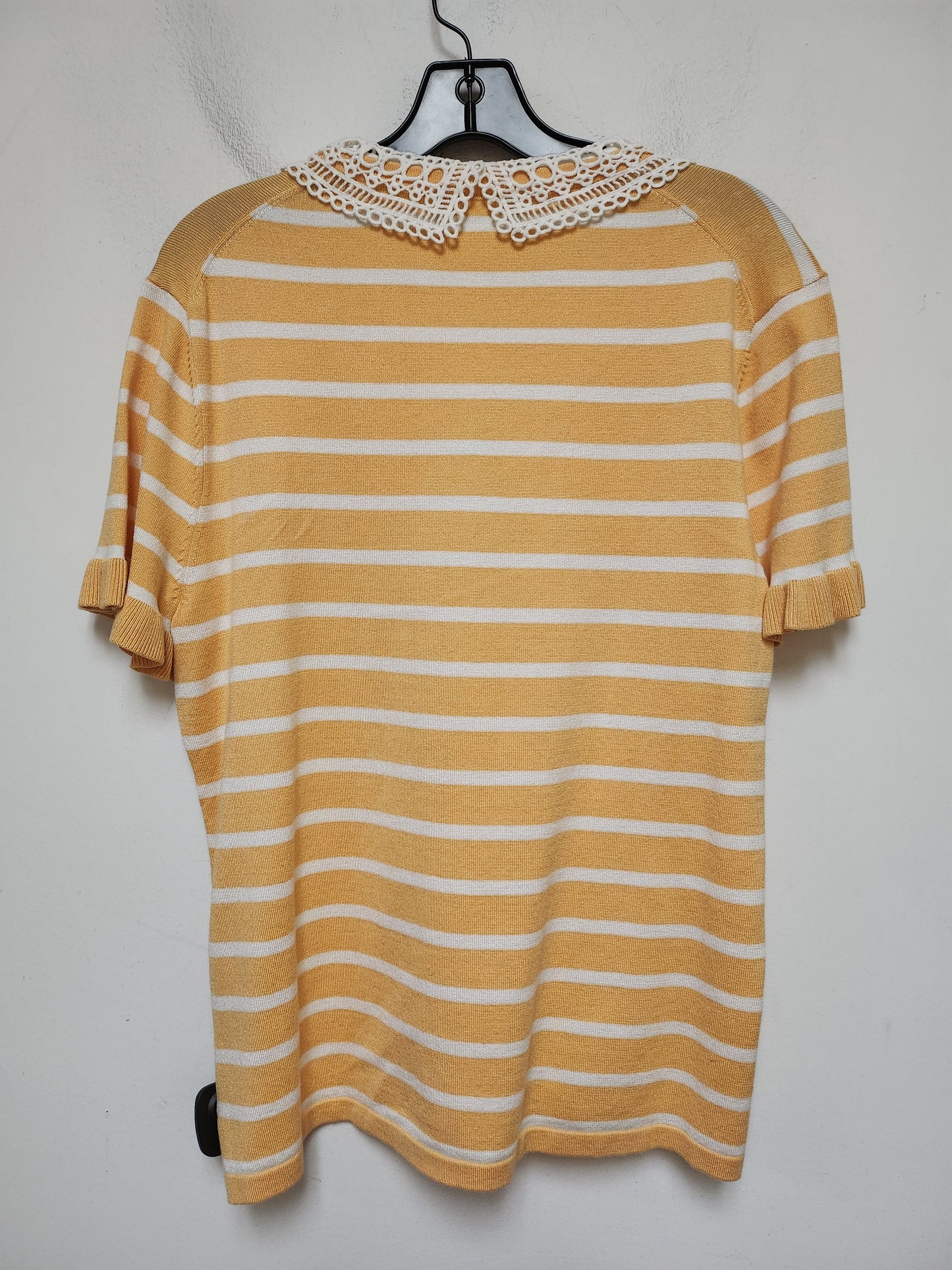 Top Short Sleeve Designer By Karl Lagerfeld In Striped Pattern, Size: L