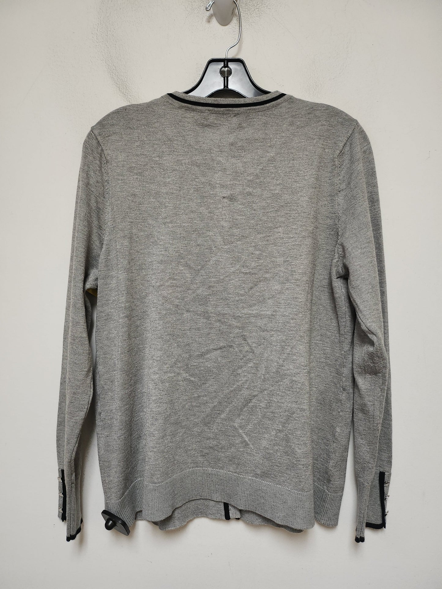 Sweater Cardigan By Calvin Klein In Grey, Size: M